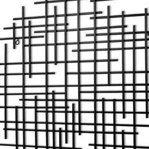 HomeRoots 30" Black Metal Abstract Lines Round Sculpture - Handmade Geometric Wall Art for Modern Spaces 483370