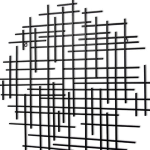 HomeRoots 30" Black Metal Abstract Lines Round Sculpture - Handmade Geometric Wall Art for Modern Spaces 483370