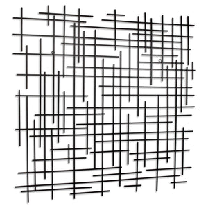 Homeroots 38" X 38" Black Geometric Metal Hanging Dimensional Sculpture  Metal 483373