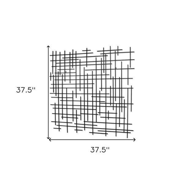 Homeroots 38" X 38" Black Geometric Metal Hanging Dimensional Sculpture  Metal 483373