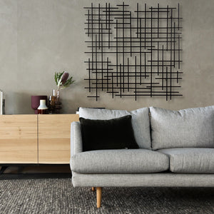 Homeroots 38" X 38" Black Geometric Metal Hanging Dimensional Sculpture  Metal 483373