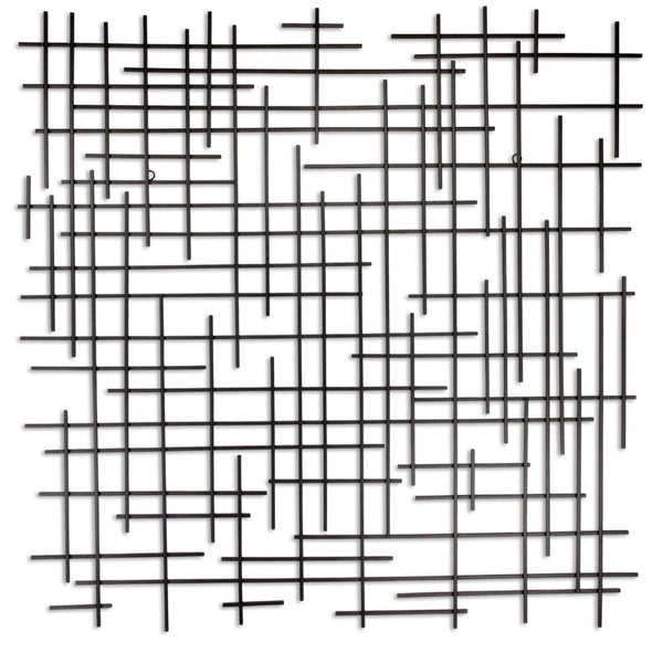 Homeroots 38" X 38" Black Geometric Metal Hanging Dimensional Sculpture  Metal 483373