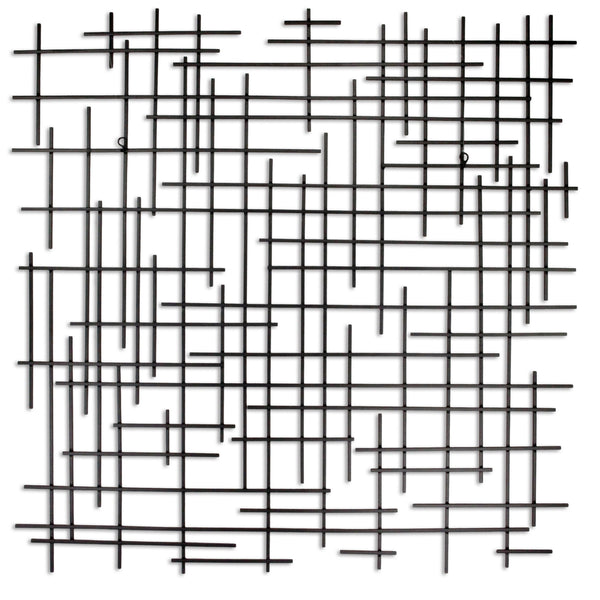 Homeroots 38" X 38" Black Geometric Metal Hanging Dimensional Sculpture  Metal 483373