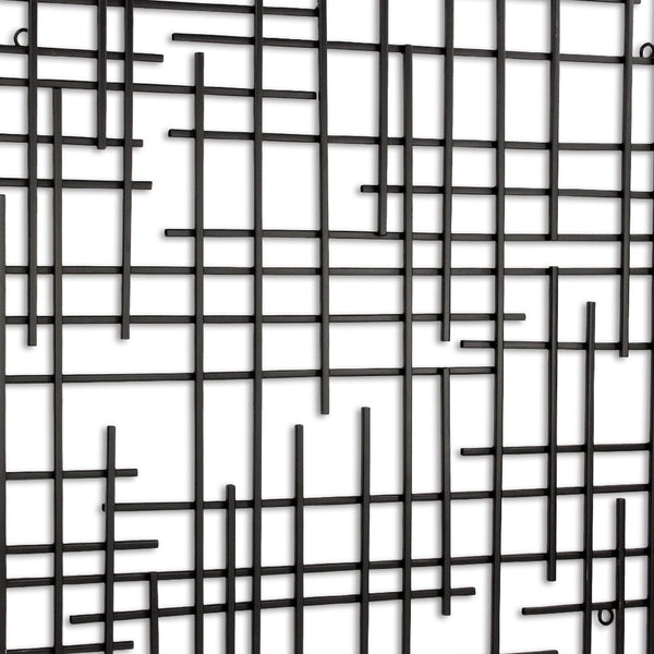 Homeroots 30" X 30" Black Metal Abstract Lines Hanging Dimensional Sculpture  Metal 483376