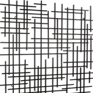 Homeroots 30" X 30" Black Metal Abstract Lines Hanging Dimensional Sculpture  Metal 483376