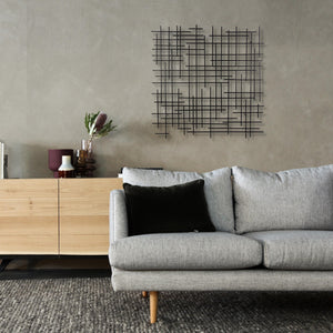 Homeroots 30" X 30" Black Metal Abstract Lines Hanging Dimensional Sculpture  Metal 483376