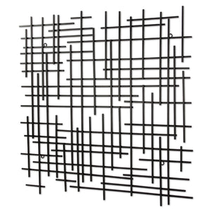 Homeroots 30" X 30" Black Metal Abstract Lines Hanging Dimensional Sculpture  Metal 483376