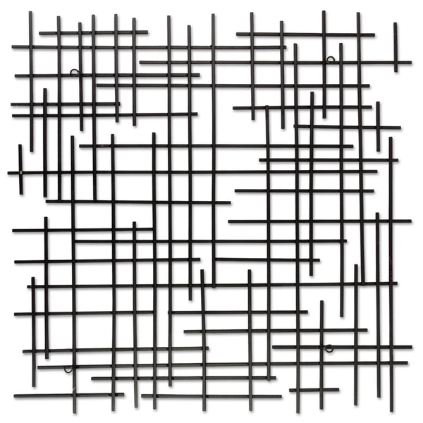 Homeroots 30" X 30" Black Metal Abstract Lines Hanging Dimensional Sculpture  Metal 483376