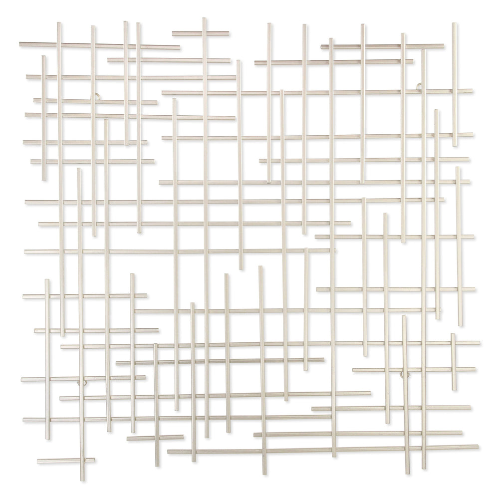 Homeroots 30" X 30" Silver Metal Abstract Lines Hanging Dimensional Sculpture  Metal 483378