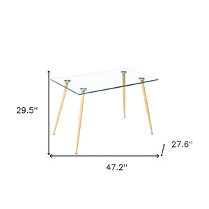 Homeroots 47" Clear And Gold Glass And Steel Dining Table   483380