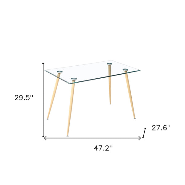 Homeroots 47" Clear And Gold Glass And Steel Dining Table   483380