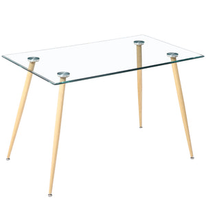 Homeroots 47" Clear And Gold Glass And Steel Dining Table   483380