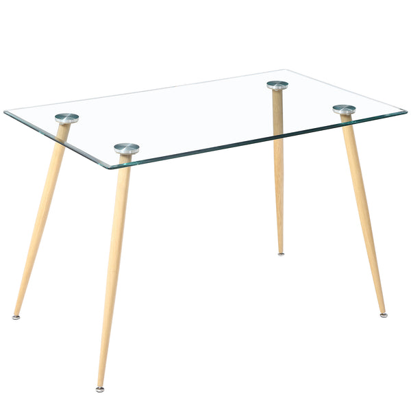 Homeroots 47" Clear And Gold Glass And Steel Dining Table   483380