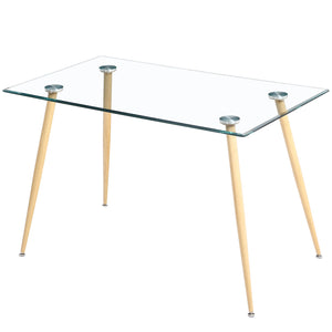 Homeroots 47" Clear And Gold Glass And Steel Dining Table   483380
