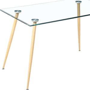 Homeroots 47" Clear And Gold Glass And Steel Dining Table   483380