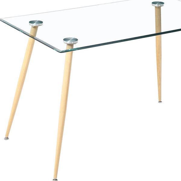 Homeroots 47" Clear And Gold Glass And Steel Dining Table   483380