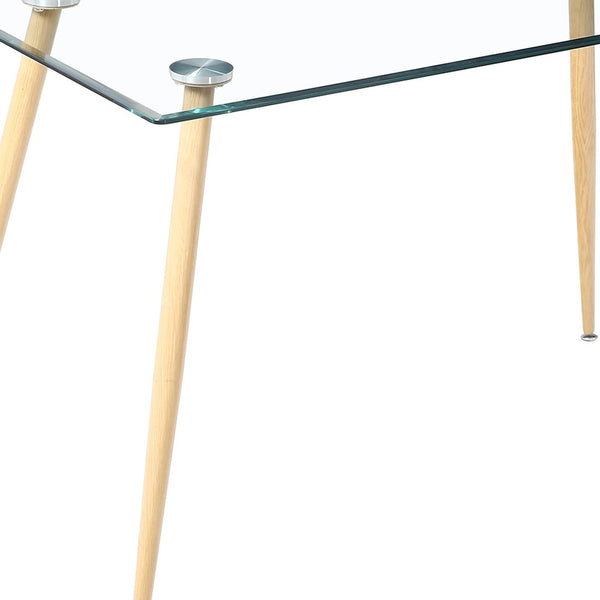 Homeroots 47" Clear And Gold Glass And Steel Dining Table   483380