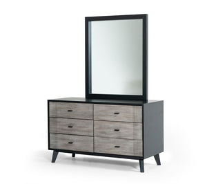 Homeroots 40" Black Ash Veneer Rectangle Wall Mounted Dresser Mirror Engineered Wood Framed  Glass,Veneer 483381