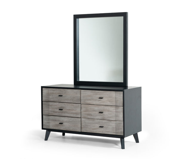 Homeroots 40" Black Ash Veneer Rectangle Wall Mounted Dresser Mirror Engineered Wood Framed  Glass,Veneer 483381