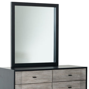 Homeroots 40" Black Ash Veneer Rectangle Wall Mounted Dresser Mirror Engineered Wood Framed  Glass,Veneer 483381