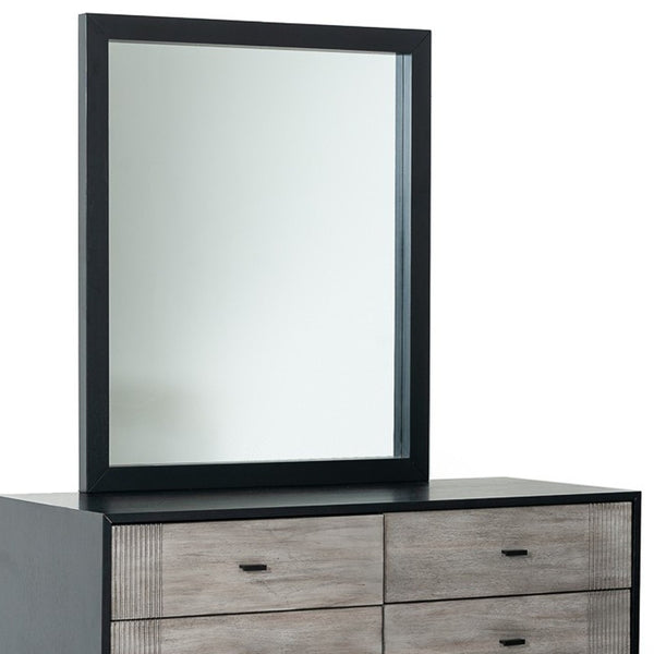 Homeroots 40" Black Ash Veneer Rectangle Wall Mounted Dresser Mirror Engineered Wood Framed  Glass,Veneer 483381