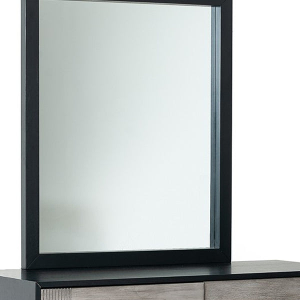 Homeroots 40" Black Ash Veneer Rectangle Wall Mounted Dresser Mirror Engineered Wood Framed  Glass,Veneer 483381