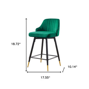 Homeroots Set Of Two 25" Green And Black And Gold Steel Swivel Low Back Counter Height Bar Chairs   483443