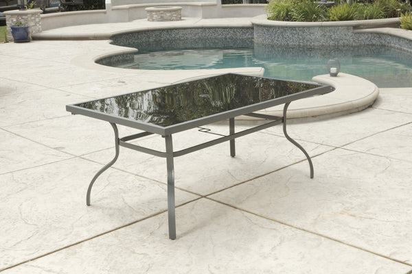 Homeroots Seven Piece Black And Gray Rectangular Glass Dining Set With Six Chairs  Steel 483451