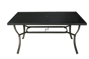HomeRoots Seven Piece Black Steel Dining Set with 6 Chairs - Modern Outdoor Style for Effortless Entertaining 483454