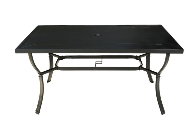 HomeRoots Seven Piece Black Steel Dining Set with 6 Chairs - Modern Outdoor Style for Effortless Entertaining 483454