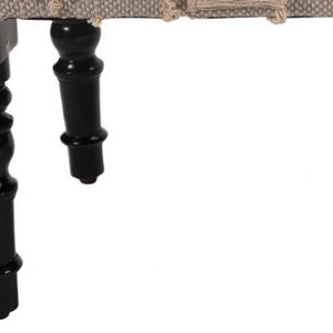 Homeroots 47" Cream And Black Leg Abstract Stripe And Dot Upholstery Bench  Manufactured Wood 483463