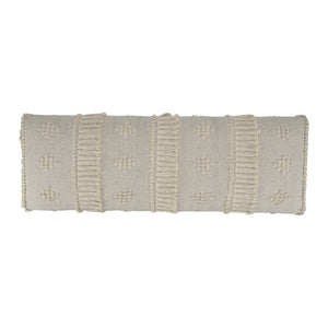 HomeRoots 47" Cream and Black Upholstered Bench with Bohemian Charm, Tassels, and Durable Design for Any Space 483463