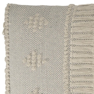 HomeRoots 47" Cream and Black Upholstered Bench with Bohemian Charm, Tassels, and Durable Design for Any Space 483463