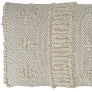 HomeRoots 47" Cream and Black Upholstered Bench with Bohemian Charm, Tassels, and Durable Design for Any Space 483463