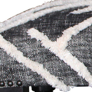 Homeroots 47" Gray And White Geometric Cotton Upholstered Distressed Bench  Manufactured Wood 483465