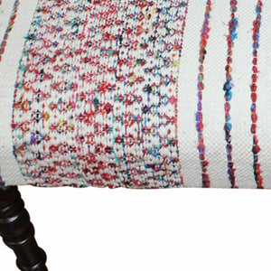 Homeroots 47" Ivory Red And Pink Black Leg Chevron Stripe Upholstered Bench  Manufactured Wood 483467