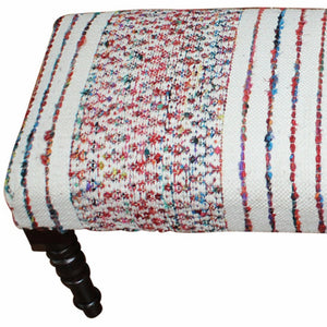 Homeroots 47" Ivory Red And Pink Black Leg Chevron Stripe Upholstered Bench  Manufactured Wood 483467