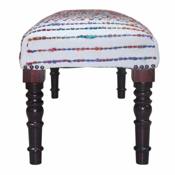 Homeroots 47" Ivory Red And Pink Black Leg Chevron Stripe Upholstered Bench  Manufactured Wood 483467