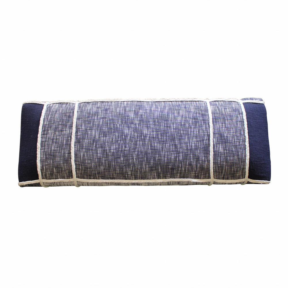 Homeroots 47" Blue And Gray Textural White Leg Upholstered Bench  Manufactured Wood 483469