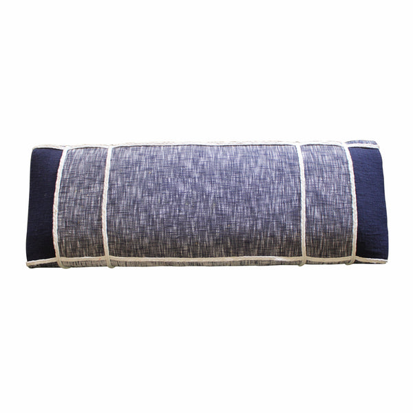 Homeroots 47" Blue And Gray Textural White Leg Upholstered Bench  Manufactured Wood 483469