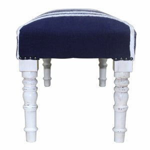 Homeroots 47" Blue And Gray Textural White Leg Upholstered Bench  Manufactured Wood 483469