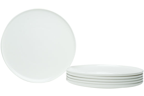 Homeroots White Six Piece Round Coupe Porcelain Service For Six Dinner Plate Set   483483