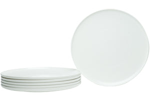 Homeroots White Six Piece Round Coupe Porcelain Service For Six Dinner Plate Set   483483