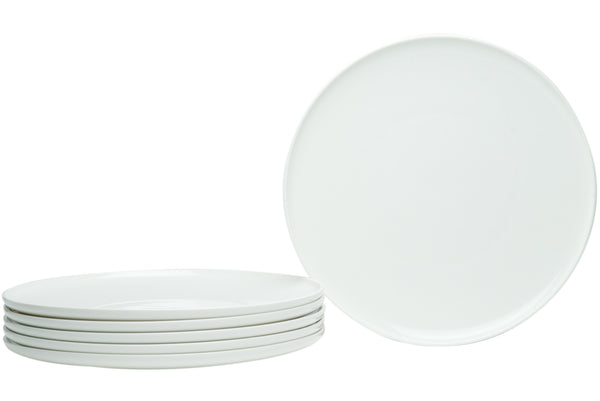 Homeroots White Six Piece Round Coupe Porcelain Service For Six Dinner Plate Set   483483