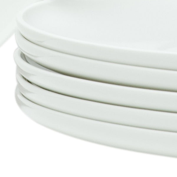 Homeroots White Six Piece Round Coupe Porcelain Service For Six Dinner Plate Set   483483