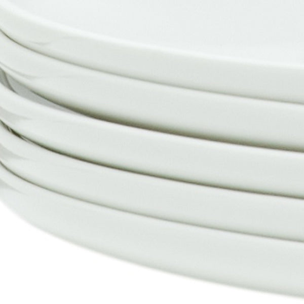 Homeroots White Six Piece Round Coupe Porcelain Service For Six Dinner Plate Set   483483