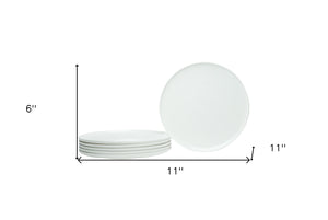 Homeroots White Six Piece Round Coupe Porcelain Service For Six Dinner Plate Set   483483
