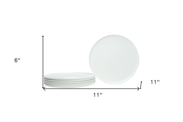 Homeroots White Six Piece Round Coupe Porcelain Service For Six Dinner Plate Set   483483