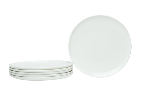 Homeroots White Six Piece Porcelain Service For Six Salad Plate Set   483484