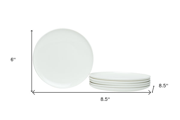 Homeroots White Six Piece Porcelain Service For Six Salad Plate Set   483484